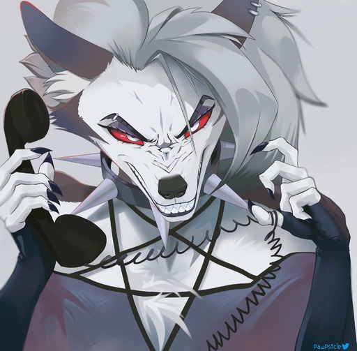 2022 anthro canid canid_demon clenched_teeth clothed clothing collar cord demon ear_piercing eyebrow_piercing facial_piercing fur hair hellhound hi_res holding_object holding_phone looking_at_viewer loona_(helluva_boss) mammal phone piercing solo spiked_collar spikes teeth topwear white_body white_fur xxjamiepawxx // 2048x2011 // 336.0KB