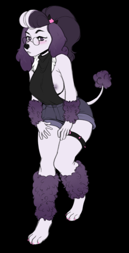 2021 4_toes 5_fingers alpha_channel anthro breasts canid canine canis clothed clothing digital_media_(artwork) domestic_dog eyebrows eyelashes feet female fingers hi_res kittydee mammal nipple_slip nipples poodle purple_eyes simple_background solo toes transparent_background // 654x1280 // 321.7KB
