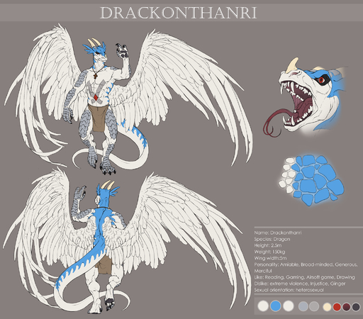 3_fingers anthro bottomwear claws clothing crystal digitigrade drackonthanri dragon english_text feathered_wings feathers fingers forked_tongue hi_res honovy horn loincloth male model_sheet pawpads scales teeth text tongue wings // 2103x1850 // 2.2MB