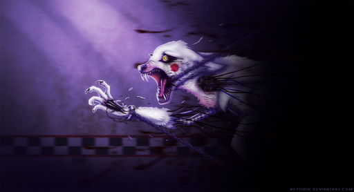 animatronic black_nose canid canine chain claws fangs feral five_nights_at_freddy's five_nights_at_freddy's_2 fox hi_res machine mammal mangle_(fnaf) neytirix open_mouth robot scared solo teeth tongue video_games yellow_eyes // 2135x1160 // 198.6KB