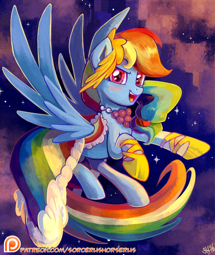 2016 blue_body blue_feathers clothing dress equid equine feathered_wings feathers female feral friendship_is_magic hair horse jewelry mammal multicolored_hair my_little_pony necklace pegasus portrait rainbow_dash_(mlp) rainbow_hair solo sorc wings // 771x913 // 1.1MB
