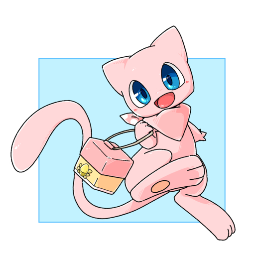 1:1 3_toes 4_fingers ambiguous_gender blue_background blue_eyes chiyaba container explorer_badge feet feral fingers hi_res legendary_pokemon looking_at_viewer mew monotone_body open_mouth pink_body pink_scarf pokemon_(species) scarf simple_background solo toes tongue video_games white_background // 1200x1200 // 200.7KB