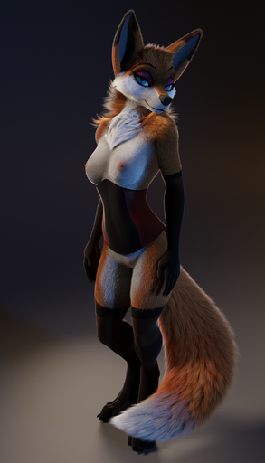 3d_(artwork) anthro areola biped blue_eyes breasts canid canine chest_tuft claws clothing corset detailed detailed_fur digital_media_(artwork) dipstick_ears dipstick_tail female fox full-length_portrait fur hair hi_res lingerie looking_at_viewer makeup mammal mitts multicolored_body multicolored_ears multicolored_fur multicolored_tail neck_tuft nipples orange_body orange_fur photorealism piercing portrait ruaidri solo toe_claws topwear tuft two_tone_body two_tone_fur white_body white_fur // 1236x2160 // 3.0MB