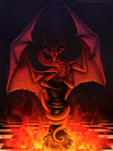 claws dragon feral fire hi_res horn membrane_(anatomy) membranous_wings neytirix red_body red_skin red_theme solo warm_colors wings yellow_eyes // 1274x1693 // 334.4KB