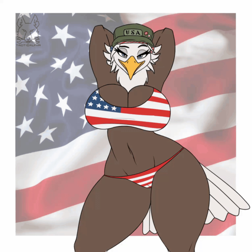 2021 accipitrid accipitriform american_flag_bikini animated anthro avian bald_eagle beak bedroom_eyes big_breasts bikini biped bird black_eyebrows black_eyelashes blinking bottomwear bouncing_breasts breast_jiggle breasts brown_body brown_feathers cleavage clothed clothing curvy_figure digital_media_(artwork) eagle eyebrows eyelashes feathers female flat_colors fully_clothed hair hands_behind_head hat headgear headwear hi_res hourglass_figure huge_breasts looking_at_viewer loop metalfoxxx midriff multicolored_body multicolored_feathers narrowed_eyes navel non-mammal_breasts rosie_(breegulleagle) sea_eagle seductive short_playtime signature simple_background skimpy smile solo stars_and_stripes swimwear tail_feathers teal_eyes text text_on_clothing text_on_hat text_on_headwear thick_thighs topwear two_tone_body two_tone_feathers united_states_of_america voluptuous white_body white_feathers white_hair white_tail wide_hips yellow_beak // 1250x1250 // 1.6MB