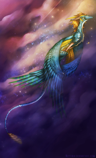 ambiguous_gender blonde_hair blue_body blue_feathers dragon feathered_dragon feathered_wings feathers flying hair hi_res neytirix night nude outside sky solo star starry_sky wings // 1396x2288 // 404.3KB