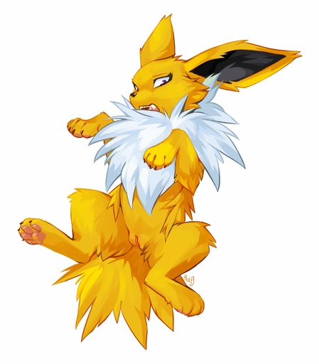 2019 4_toes absurd_res claws digital_media_(artwork) eeveelution feet female feral fluffy fur genitals hi_res hioshiru jolteon lying mammal neck_tuft on_back open_mouth pawpads paws pokemon_(species) pussy quadruped simple_background solo toe_claws toes tuft video_games white_background white_body white_fur yellow_body yellow_fur // 2222x2536 // 268.8KB