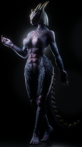 3d_(artwork) 5_toes abs absurd_res anthro argonian barefoot bethesda_softworks big_breasts blue_body breasts clothing digital_media_(artwork) feet female headgear headwear hi_res horn nipples nude scales scalie simple_background solo spiked_tail spikes spikes_(anatomy) the_elder_scrolls toes trenshyva video_games // 2500x4500 // 7.5MB
