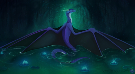 2019 absurd_res ambiguous_gender blue_body blue_fur deviant-soulmates digital_media_(artwork) dragon feral fur furred_dragon hi_res horn membrane_(anatomy) membranous_wings partially_submerged solo water wings // 4000x2193 // 6.7MB