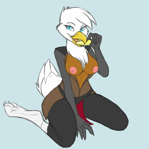1:1 abigale_valgaln accipitrid accipitriform anthro avian beak bird breasts clothed clothing eagle evilymasterful feathers female food footwear hi_res legwear nipples non-mammal_breasts popsicle simple_background socks solo // 1280x1280 // 109.3KB