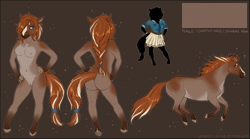 5_fingers anthro bottomwear breasts clothed clothing compass_(artist) equid equine female feral fingers genitals hair horse looking_at_viewer mammal model_sheet nipples nude pussy side_view skirt solo standing // 1280x711 // 137.0KB