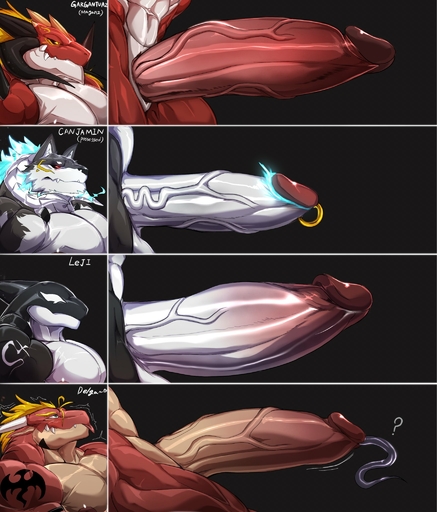 ? anthro bastroceive big_penis black_body blonde_hair blush canid canine canis cetacean chart delga delphinoid dragon erection genital_piercing genitals group hair hi_res horn humanoid_genitalia humanoid_penis kuromaru_(mugen) looking_pleasured male mammal marine monster_(game) mugen muscular muscular_male nipples oceanic_dolphin orca parasite penetration penis penis_lineup penis_piercing penis_size_chart piercing prince_albert_piercing quads red_body scalie shaking size_difference slit tan_body thick_penis tongue tongue_out toothed_whale trembling urethra_worm urethral urethral_penetration vein veiny_penis white_body wolf // 1749x2048 // 346.5KB