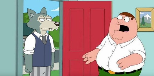 anthro beastars belt belt_buckle black_belt black_nose blue_clothing blue_topwear blue_vest blue_wall bored bottomwear brown_hair building canid canine canis caucasian clothed clothing cloud crossover day door dress_shirt duo family_guy fangs fur gasp green_bottomwear green_clothing green_pants grey_body grey_bottomwear grey_clothing grey_fur grey_pants hair house human legoshi_(beastars) male malemale mammal meme mountain multicolored_body multicolored_fur necktie open_door pants pattern_bottomwear pattern_clothing pattern_pants peter_griffin picture_frame plant shirt sidewalk sky sleeves_rolled_up street striped_bottomwear striped_clothing striped_pants stripes style_parody suprised_look surprise topwear tree two_tone_body two_tone_fur unknown_artist vest white_clothing white_shirt white_topwear wolf // 706x347 // 29.8KB