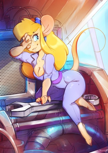 anthro breasts clothing female gadget_hackwrench hi_res mammal murid murine rat rodent solo spirale tools // 1131x1600 // 1.3MB