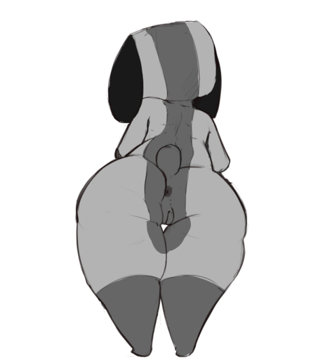 2018 absurd_res animate_inanimate anthro anus bunihud butt canid digital_media_(artwork) female floppy_ears genitals hi_res mammal nintendo nintendo_switch nude pussy rear_view short_stack solo standing switch_dog thick_thighs thigh_gap video_games wide_hips // 3001x3246 // 1.1MB