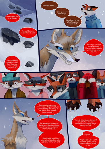 2020 anthro black_eyes black_nose blue_clothing blue_eyes blue_hat blue_headwear blue_jacket blue_scarf blue_topwear brown_body brown_fur canid canine canis claws clothing comic covering covering_eyes covering_face coyote dialogue english_text facial_markings female fur grey_body grey_fur grimart group hat head_markings headgear headwear jacket lilli_(grimart) looking_aside looking_down looking_up malaku_(grimart) male mammal markings multicolored_body multicolored_fur open_mouth pink_background red_body red_clothing red_fur red_hat red_headwear red_jacket red_topwear red_wolf rock scared scarf sharp_teeth simple_background smile snow teeth text topwear two_tone_body two_tone_fur valley_(grimart) white_background white_body white_claws white_fur winter_clothing winter_hat wolf // 738x1042 // 583.6KB