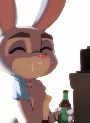 4_fingers alcohol anthro beer beverage bikini bikini_top bodily_fluids breasts clothed clothing cum cum_in_mouth cum_inside doxy drinking drinking_cum eyes_closed female fingers food fur genital_fluids grey_body grey_fur hand_on_chest hi_res judy_hopps lagomorph leporid long_ears mammal multicolored_body multicolored_fur rabbit shirt simple_background small_breasts solo sweat swimwear topwear two_tone_body two_tone_fur white_background white_body white_fur // 992x1350 // 180.5KB