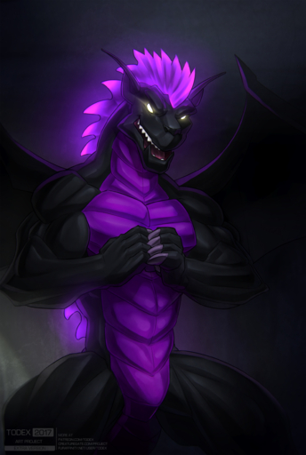 2017 absurd_res american_dragon:_jake_long anthro dark_dragon_(american_dragon) disney dragon english_text hi_res male scalie smile smirk solo text todex url wings // 1750x2604 // 2.9MB