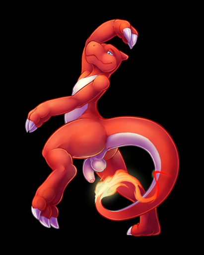 alpha_channel anus balls blue_eyes charmeleon claws dancing digital_media_(artwork) feral fire flaccid flaming_tail foreskin genitals grin hi_res male penis pokemon_(species) red_body red_skin scalie simple_background smile solo standing thesecretcave uncut video_games // 1028x1280 // 751.1KB