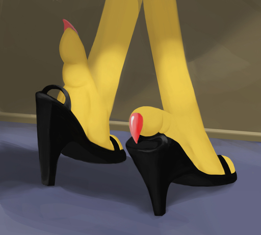 anthro avian biped bird bird_feet canary claws clothing colored_nails feet female finch foot_shot footwear hi_res high_heels nails oscine passerine paws shoes smaller_version_at_source solo talons thousandfoldfeathers toe_claws toes vanilla_(canary) // 1500x1350 // 440.5KB