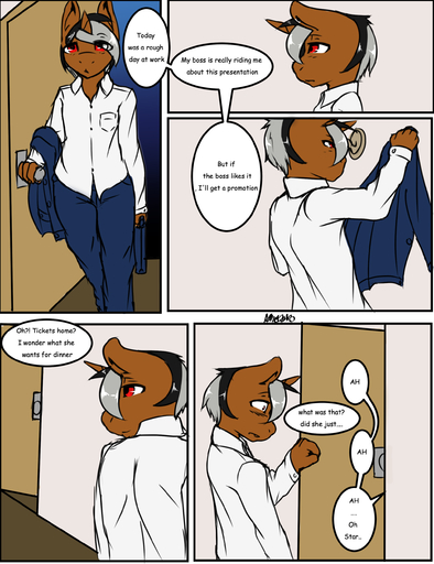 absurd_res anthro anthrofied avante92 clothed clothing comic dialogue english_text equid equine hi_res horn horse male mammal red_eyes solo text unicorn unicorn_horn // 2000x2600 // 1.1MB