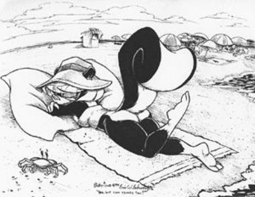 anthro beach butt crossed_arms duo eric_schwartz eyes_closed female feral leg_markings low_res lying mammal markings mephitid monochrome on_front on_towel outside raised_tail sabrina_(sabrina_online) sabrina_online seaside skunk socks_(marking) solo_focus striped_skunk sunbathing towel webcomic webcomic_character // 300x232 // 18.3KB