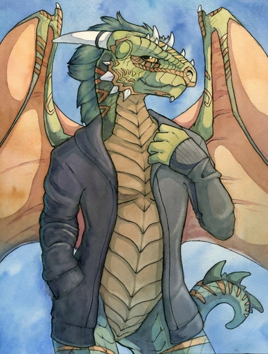 anthro argonian bethesda_softworks bottomless clothed clothing dragon hi_res hybrid looking_at_viewer membrane_(anatomy) membranous_wings ruaidri scalie smile solo the_elder_scrolls video_games wings // 935x1235 // 236.3KB