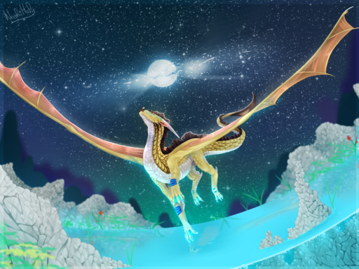 2019 4:3 absurd_res claws detailed_background dragon feral flying hi_res horn membrane_(anatomy) membranous_wings moon nashiholy night outside scales scalie sky solo spines star starry_sky western_dragon wings yellow_body yellow_scales // 4000x3000 // 10.0MB
