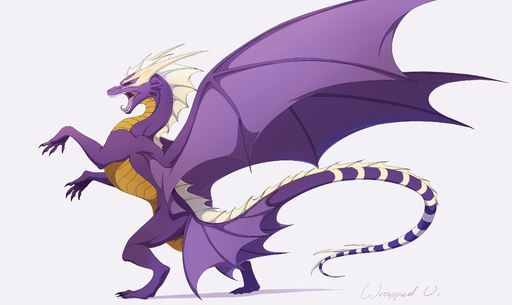 2019 absurd_res ambiguous_gender claws digital_media_(artwork) dragon feral hi_res horn membrane_(anatomy) membranous_wings open_mouth purple_body purple_skin scalie simple_background solo spines standing teeth tongue western_dragon white_background wings wrappedvi // 3651x2176 // 1.8MB
