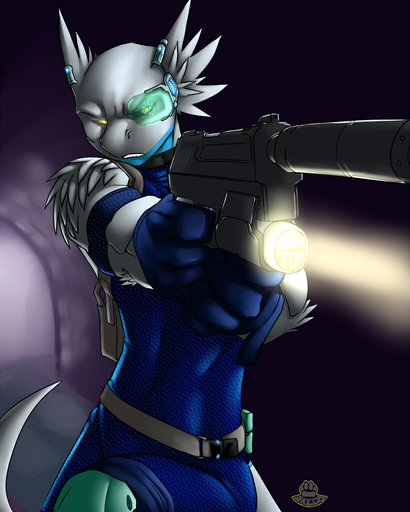 4:5 aiming anthro belt clothing drayk_dagger faint form_fitting gun handgun hi_res holding_gun holding_object holding_weapon male pistol ranged_weapon shurian simple_background skinsuit solo tight_clothing video_games visor weapon // 1000x1250 // 281.3KB