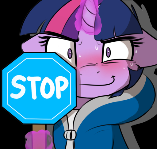 alpha_channel blush bodily_fluids clothed clothing crossover equid equine female friendship_is_magic hair hasbro horn horse looking_at_viewer mammal my_little_pony pudgeruffian purple_eyes purple_hair reaction_image sans_(undertale) simple_background smile solo stop_sign sweat twilight_sparkle_(mlp) undertale unicorn video_games white_background // 1200x1139 // 402.7KB