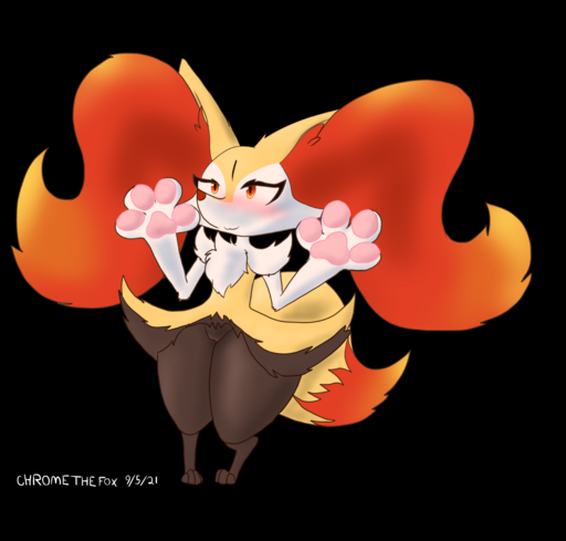 absurd_res alpha_channel anthro big_hands blush braixen brown_body brown_fur chromethefox digital_media_(artwork) dipstick_tail female fur genitals hi_res inner_ear_fluff markings multicolored_tail orange_body orange_eyes orange_fur orange_nose pawpads pink_pawpads pokemon_(species) presenting pussy signature solo sunny_(chromethefox) tail_markings tuft video_games white_body white_fur wide_hips yellow_body yellow_fur // 5498x5248 // 4.3MB