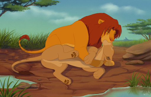 2013 anus canon_couple disney duo eyes_closed felid female feral happy imminent_sex kissing lion love male malefemale mammal nala outside pantherine reallynxgirl romantic romantic_couple simba the_lion_king water // 1500x960 // 1.5MB