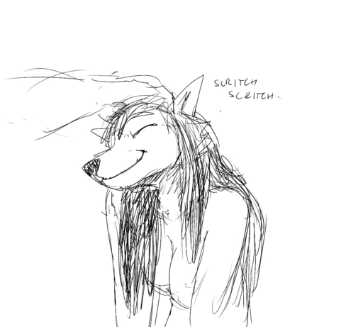 anthro black_and_white breasts canid canine canis carol_(hladilnik) disembodied_hand domestic_dog english_text eyes_closed featureless_breasts female ghost hair hladilnik mammal monochrome scratching sketch smile sound_effects spirit text // 1280x1152 // 453.4KB