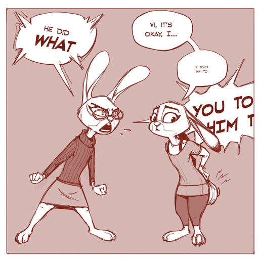 1:1 2020 anthro border bottomwear buckteeth clothed clothing dialogue duo english_text eyewear female femalefemale fully_clothed fur glasses judy_hopps lagomorph leporid linked_speech_bubble mammal name_in_dialogue open_mouth pointy_speech_bubble rabbit samur_shalem short_snout skirt snout speech_bubble standing teeth text violet_hopps white_border // 1024x1024 // 376.5KB