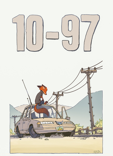anthro barefoot canid canine car clothed clothing detailed_background feet fox fully_clothed fur hi_res mammal mountain nick_wilde orange_body orange_fur outside plant red_fox samur_shalem sitting solo vehicle vulpes // 1024x1408 // 599.7KB