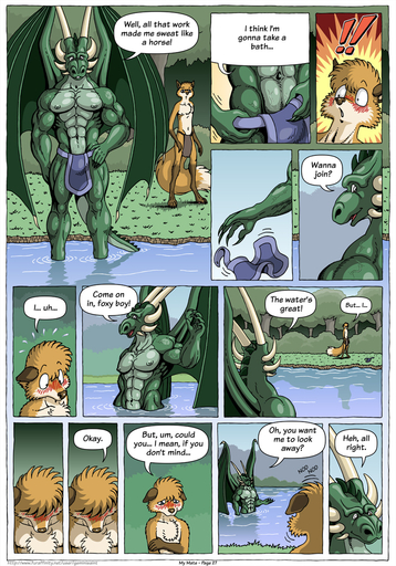 ! 2016 abs anthro biceps big_muscles blue_eyes blush bottomwear brown_eyes canid canine chest_tuft claws clothed clothing comic dialogue digitigrade dragon duo embarrassed english_text farin forest fox fur geminisaint green_body green_scales hi_res horn larger_male loincloth male malemale mammal membrane_(anatomy) membranous_wings multicolored_body multicolored_fur muscular nature nipples nude orange_body orange_fur partially_submerged pecs plant plantigrade river scales scalie sekk'ral shocked shy silhouette size_difference smaller_male smile text topless tree tribal tuft two_tone_body two_tone_fur undressing vein water weapon white_body white_fur wings // 896x1280 // 576.0KB