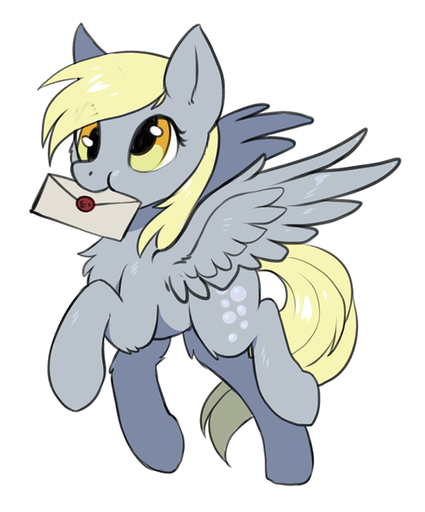 blonde_hair chest_tuft cutie_mark derpy_hooves_(mlp) equid equine feathered_wings feathers female feral hair hioshiru horse mammal pegasus simple_background smile solo tuft white_background wings // 665x801 // 212.6KB