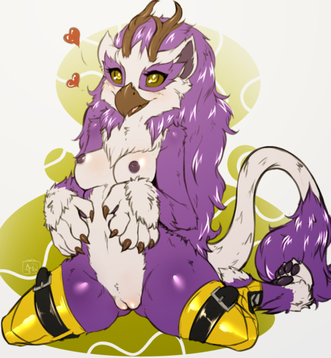 <3 alyna anthro avante92 avian beak blush breasts female fur genitals gryphon hi_res horn multicolored_body multicolored_fur mythological_avian nipples non-mammal_breasts open_mouth purple_body purple_fur pussy simple_background smile solo tongue two_tone_body two_tone_fur white_body white_fur // 1248x1352 // 1.1MB