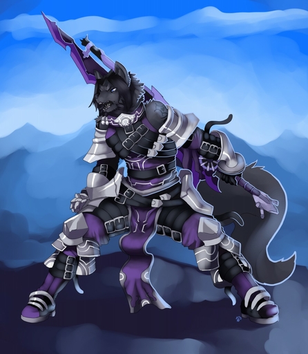 2016 anthro armor belt black_body black_fur black_hair black_nose blue_eyes boots bottomwear canid canine canis clothed clothing cloud day footwear frenor fur grey_body grey_fur hair hi_res loincloth male mammal melee_weapon open_mouth outside sky solo sword teeth tongue weapon wolf zerolativity // 1115x1280 // 196.1KB