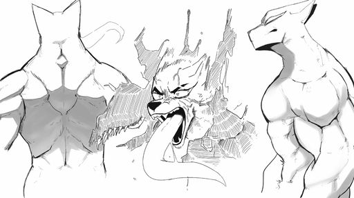 absurd_res anthro canid canine canis fangs goo_transformation goon_(goonie_san) goonie-san hi_res male mammal monochrome monster open_mouth sharp_teeth solo symbiote teeth tongue tongue_out transformation wolf // 4096x2298 // 817.7KB