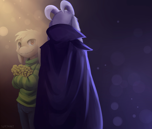 2015 amber_eyes anthro asriel_dreemurr before_and_after biped boss_monster bovid cape caprine clothed clothing flower front_view fur goat horn long_ears looking_at_viewer male mammal nurinaki plant rear_view robe smile solo standing sweater topwear video_games white_body white_fur // 1000x850 // 345.1KB