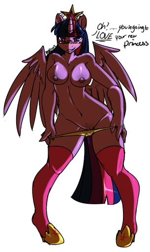 anthro anthrofied avante92 blush breasts clothing equid equine feathered_wings feathers female fur genitals hair hi_res horn horse lingerie looking_at_viewer mammal multicolored_hair nipples purple_body purple_feathers purple_fur purple_hair pussy solo text twilight_sparkle_(mlp) two_tone_hair winged_unicorn wings // 1143x1920 // 750.2KB