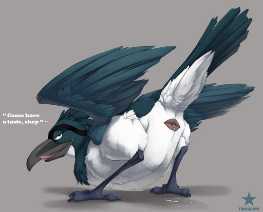 2019 3_toes 4_toes absurd_res ambiguous_gender animal_genitalia anisodactyl avian beak bird bird_feet bodily_fluids butt cloaca cum_leaking dialogue drooling english_text feathered_wings feathers feet feral genitals grey_background hi_res inviting looking_back plover pluvian presenting presenting_hindquarters saliva seductive shorebird simple_background solo standing talking_to_viewer text toes tongue truegrave9 wings // 3659x2953 // 3.0MB