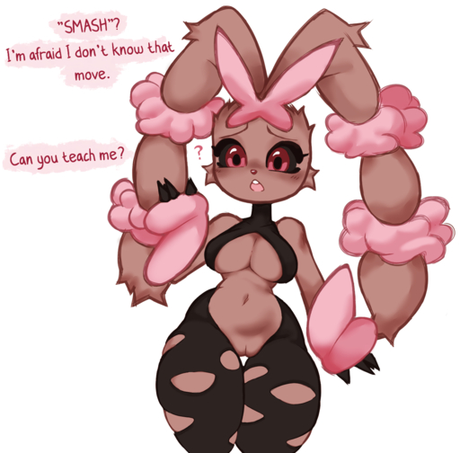 absurd_res anthro blush breasts female genitals hi_res mega_evolution mega_lopunny pokemon_(species) pussy shiny_pokemon solo solo_focus twistedhiccy video_games // 3839x3780 // 5.3MB