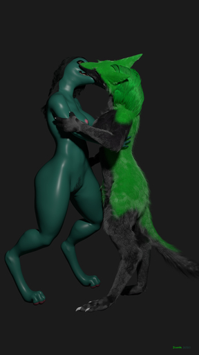 4k 9:16 absurd_res anthro arm_grab breasts ceylidh_(scoota) dracanine duo female femalefemale fur hair hi_res hug invalid_tag kissing nipples pubes scoota sergal // 2160x3840 // 1.7MB