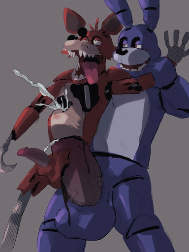 anal anal_penetration animatronic anthro ball_size_difference balls bodily_fluids bonnie_(fnaf) canid canine cum cum_through cumshot digital_media_(artwork) duo ejaculation erection eye_patch eyewear fox foxy_(fnaf) genital_fluids genitals hi_res hook k0bit0wani lagomorph leporid looking_pleasured machine male malemale male_penetrated male_penetrating male_penetrating_male mammal open_mouth penetration penis penis_size_difference rabbit robot sex simple_background tongue tongue_out video_games what what_has_science_done // 1000x1333 // 161.4KB