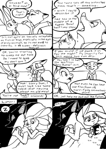 anthro bed bodily_fluids buckteeth canid canine cellphone clothed clothing comic dialogue disney drooling duo ears_back english_text eric_schwartz eyes_closed female fox frown furniture half-closed_eyes hi_res judy_hopps lagomorph leporid male mammal monochrome narrowed_eyes necktie nick_wilde open_mouth phone pivoted_ears predatorprey rabbit saliva simple_background sitting sleeping smile sofa sound_effects speech_bubble spooning teeth text tongue white_background zootopia // 907x1280 // 299.9KB