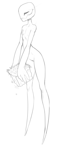 2021 black_and_white enderman female flat_chested genitals hi_res holding_object humanoid long_legs monochrome not_furry nude pussy simple_background sketch skinny smile solo tall video_games w4g4 white_background // 693x1678 // 93.9KB