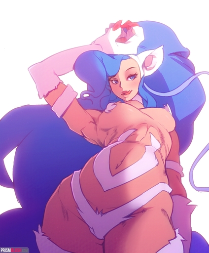 2016 animal_humanoid blue_eyes blue_hair breasts cat_humanoid claws doxy felicia_(darkstalkers) felid felid_humanoid feline feline_humanoid female fur hair hand_on_head hi_res humanoid licking licking_lips long_hair looking_at_viewer mammal mammal_humanoid naturally_censored nipple_tuft pose raised_arm self_lick simple_background solo tongue tongue_out tuft video_games white_background white_body white_fur // 1243x1500 // 557.6KB